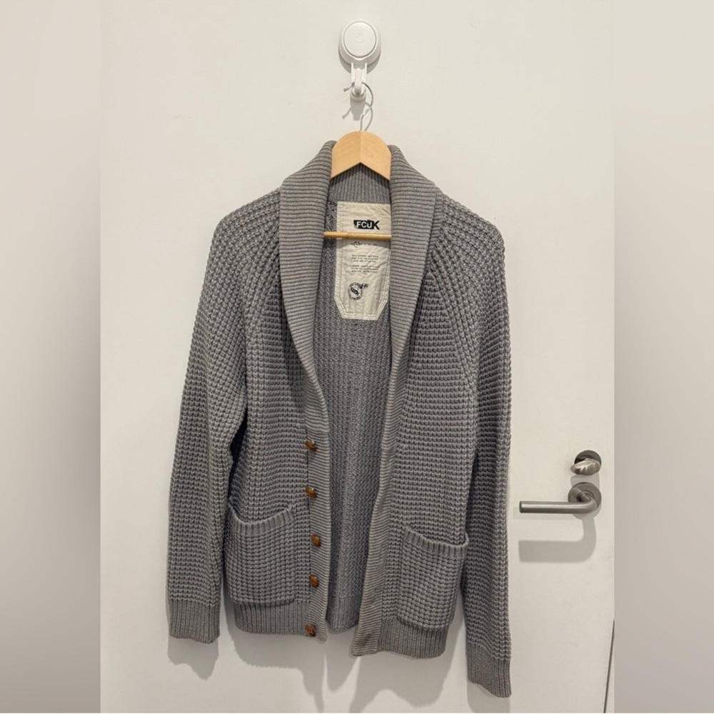 French Connection Gray Men's Cardigan Sweater